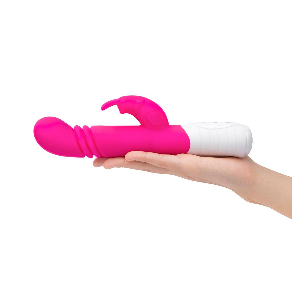 Rabbit Essentials Slim Shaft Thrusting Rabbit Vibrator with G-Spot Stimulation in Hot Pink