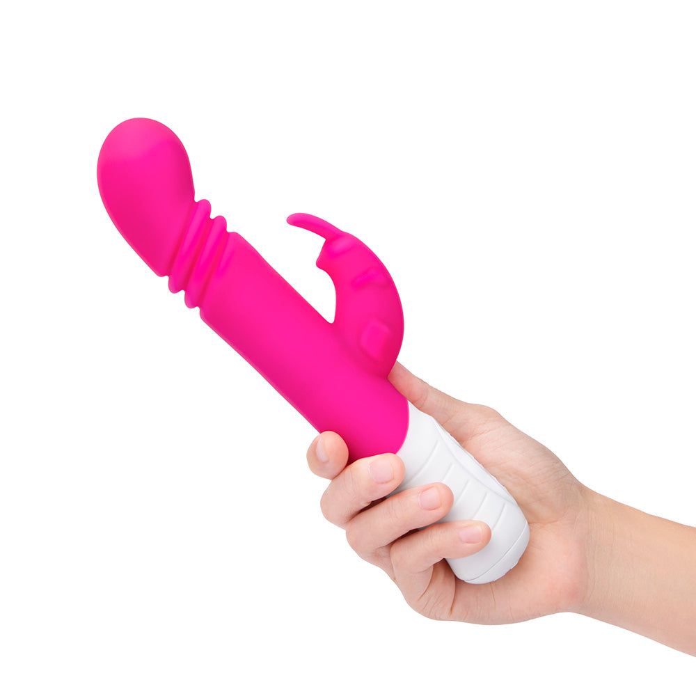 Rabbit Essentials Slim Shaft Thrusting Rabbit Vibrator with G-Spot Stimulation in Hot Pink