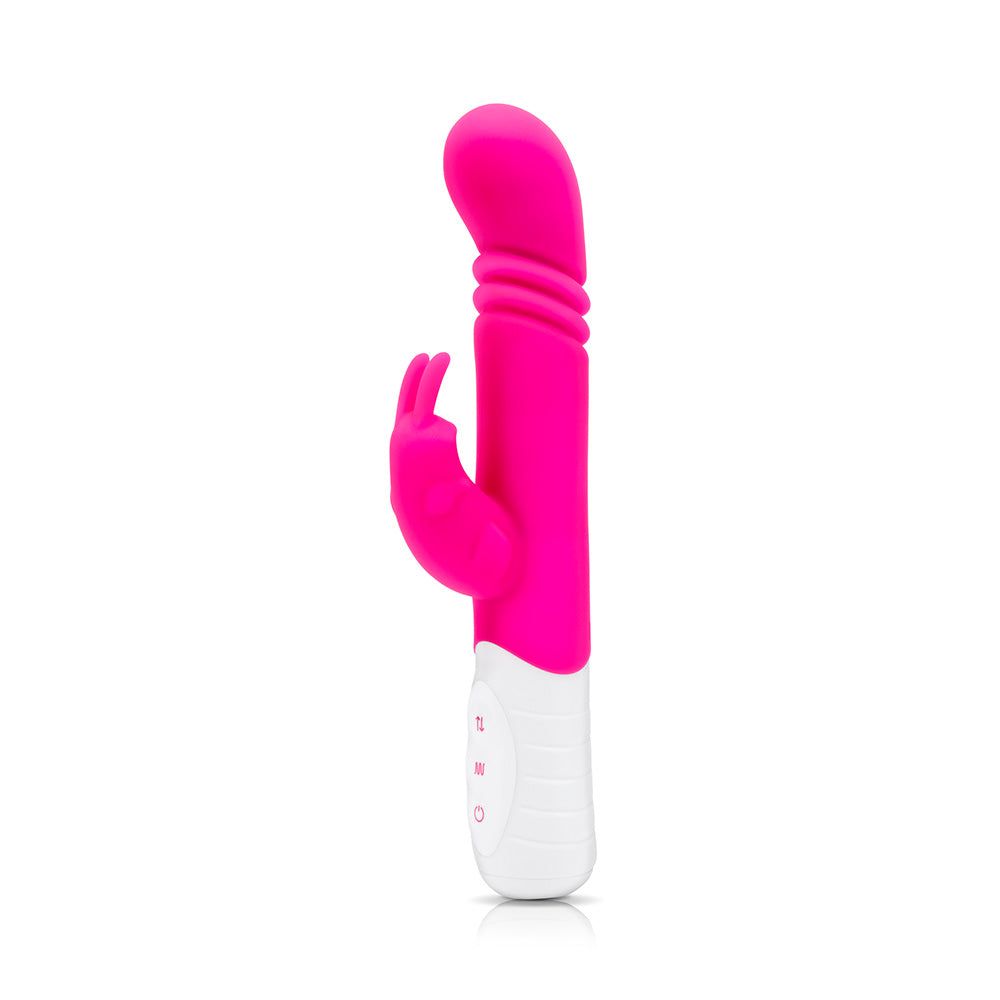 Rabbit Essentials Slim Shaft Thrusting Rabbit Vibrator with G-Spot Stimulation in Hot Pink