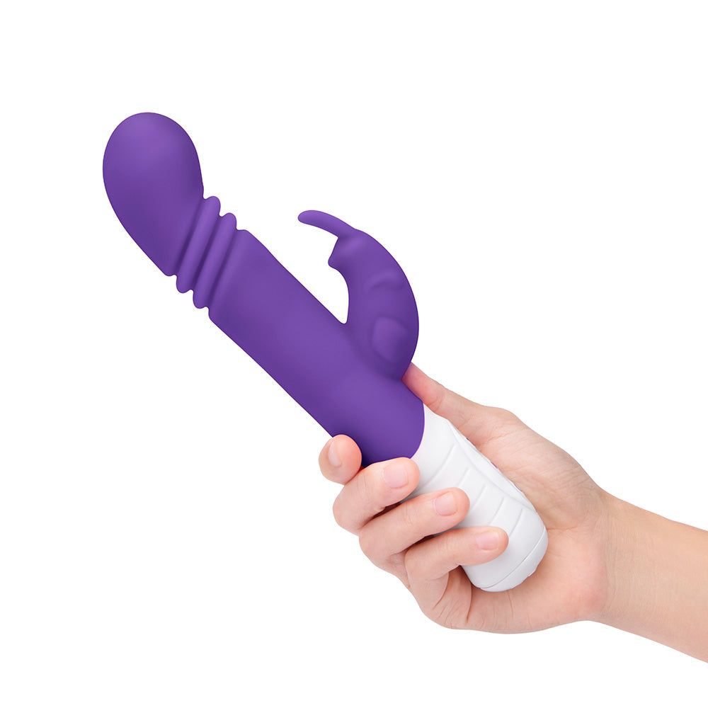 Rabbit Essentials Slim Shaft Thrusting Rabbit Vibrator with G-Spot Stimulation in Purple