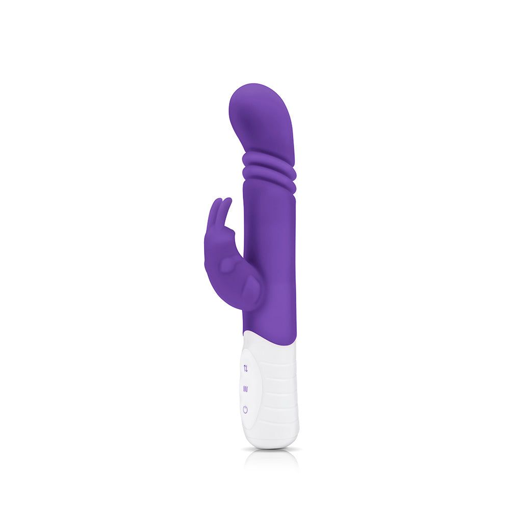 Rabbit Essentials Slim Shaft Thrusting Rabbit Vibrator with G-Spot Stimulation in Purple