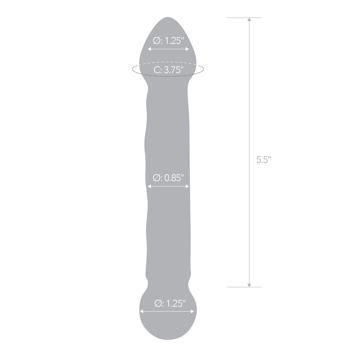 Gläs 6.5" Textured Double Sided Blue Glass Dildo measurements
