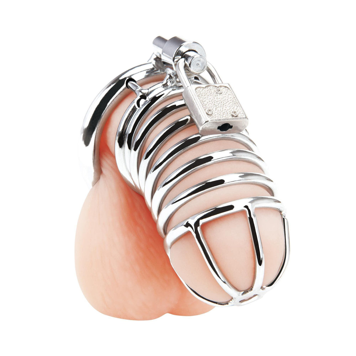 Blue Line Men Deluxe Chastity Cock Cage with Lock (Stainless Steel) at glastoy.com