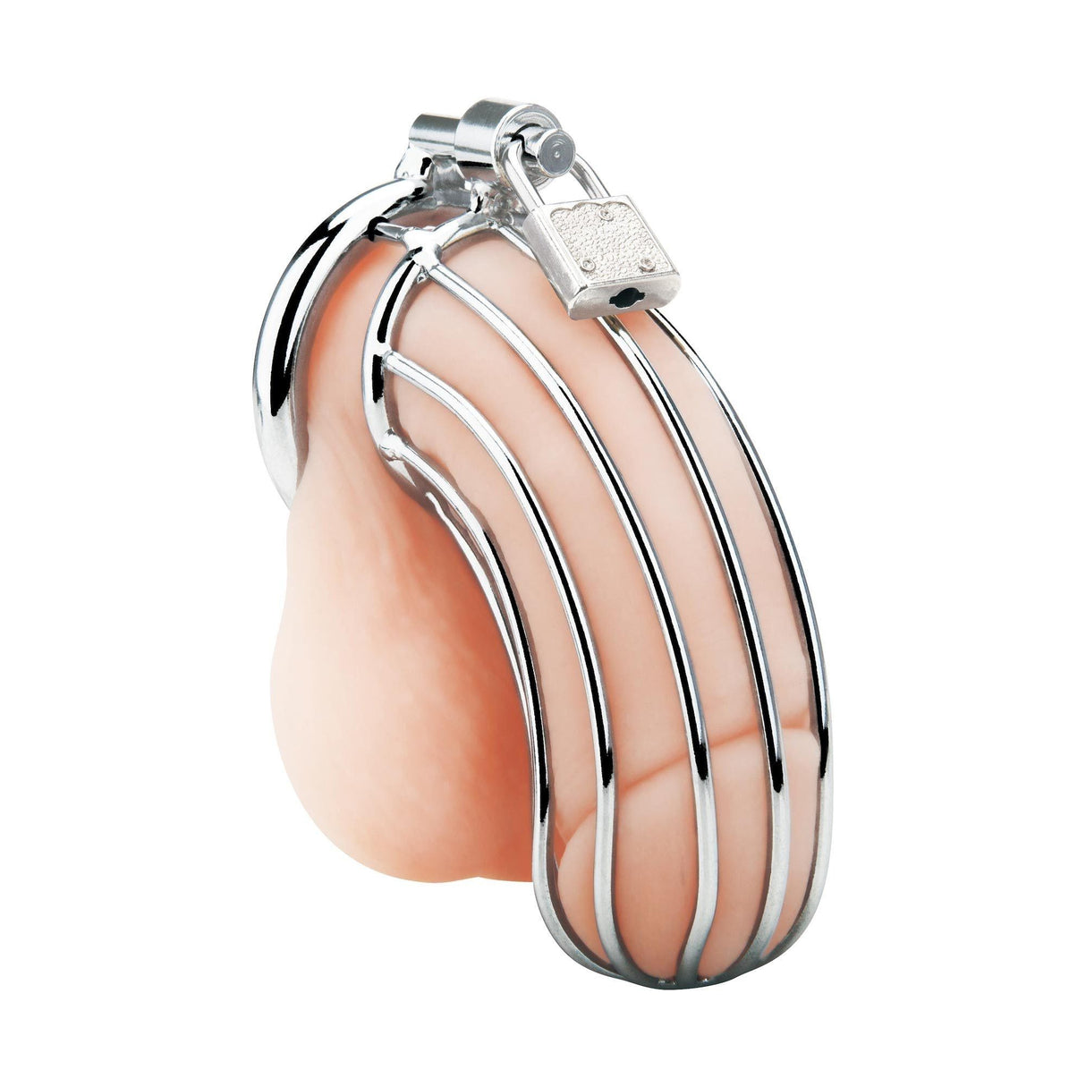 Blue Line Men Prisoner Chastity Cock Cage with Lock (Stainless Steel) at glastoy.com