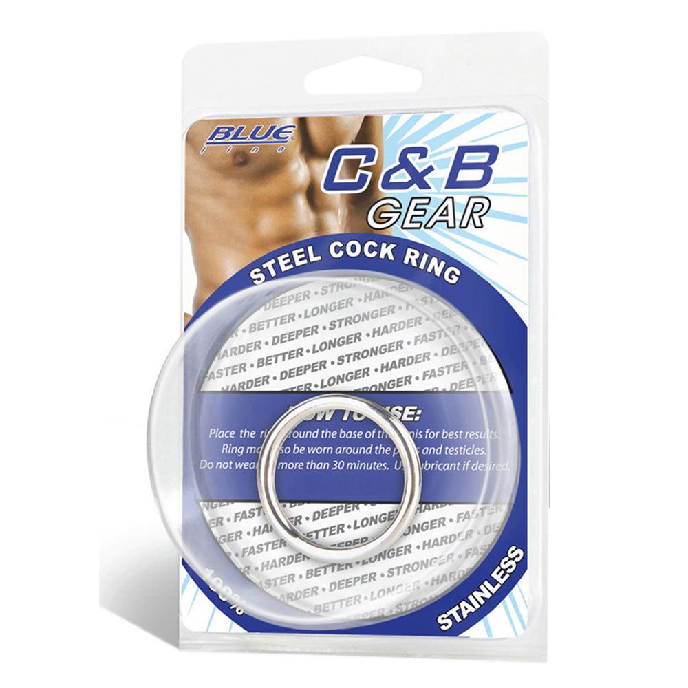 Blue Line Men Steel Cock Ring 1.5" at Glastoy.com
