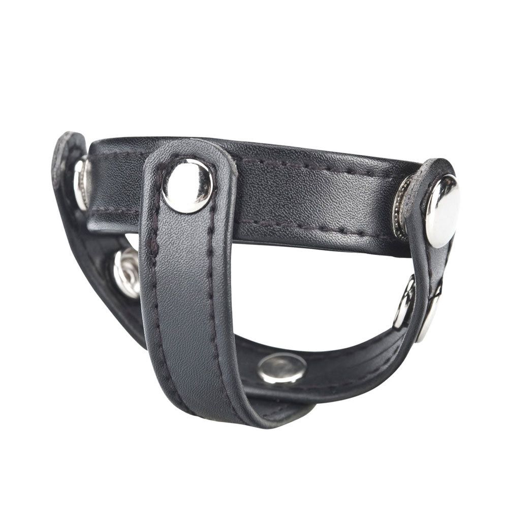 Blue Line Men T-Style Cock Ring with Ball Divider at Glastoy.com