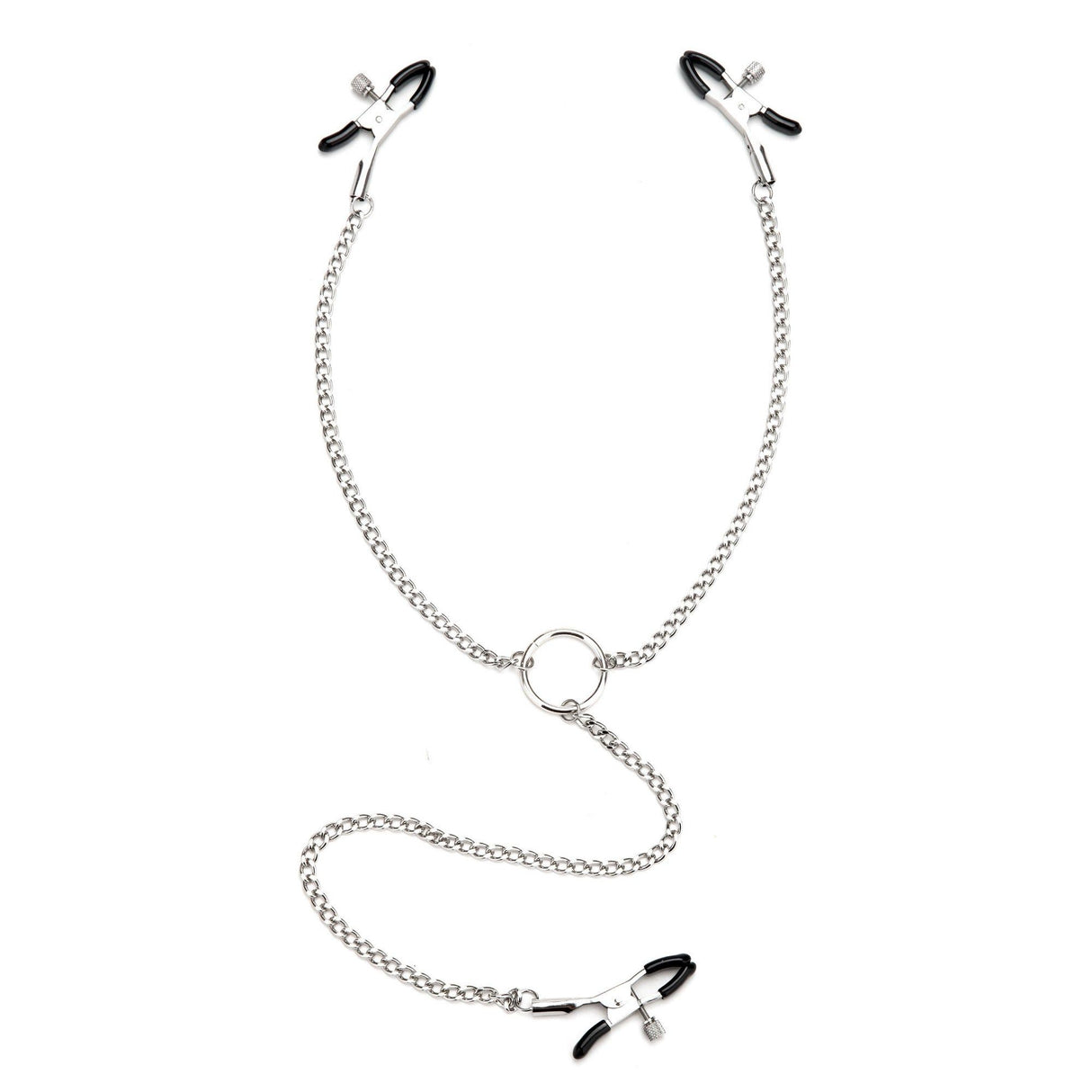 Lux Fetish Adjustable Nipple Clamps & Clit Clamp with Chain at glastoy.com