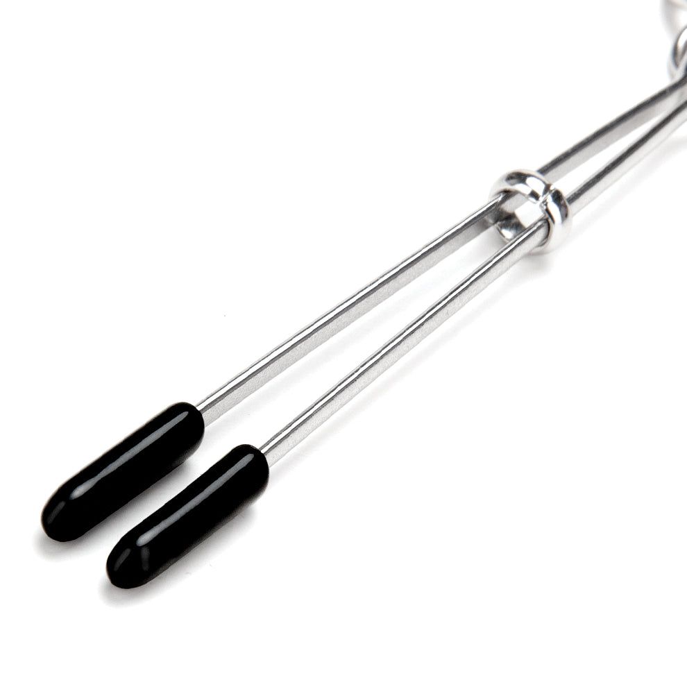 Packaging of Lux Fetish Adjustable Tweezer Nipple Clamps with Chain at Gläs