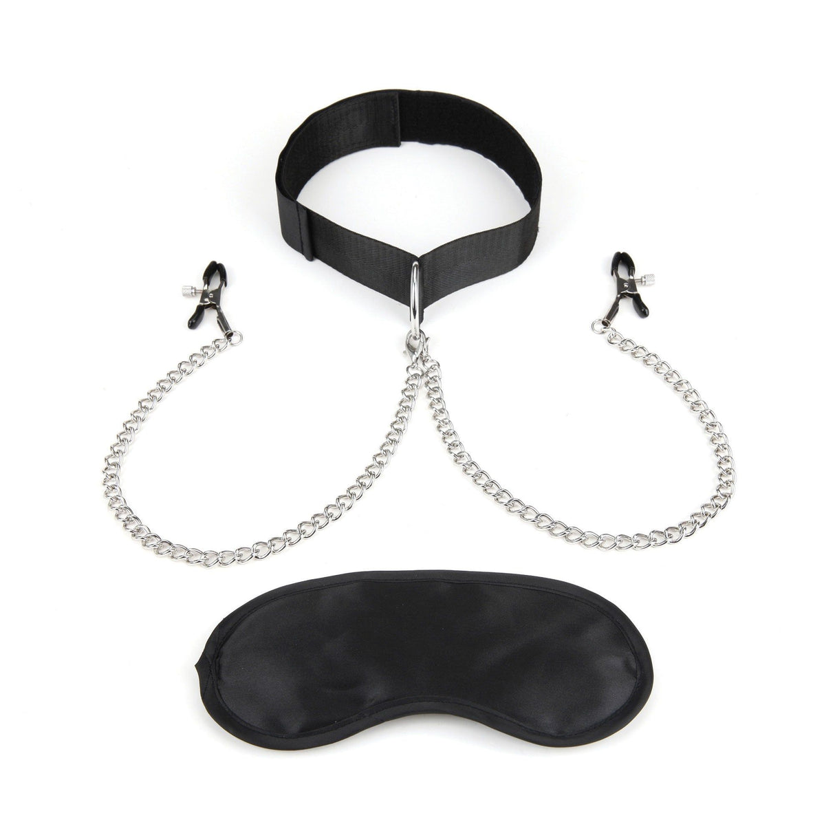 Lux Fetish Bondage Collar With Nipple Clamps at glastoy.com