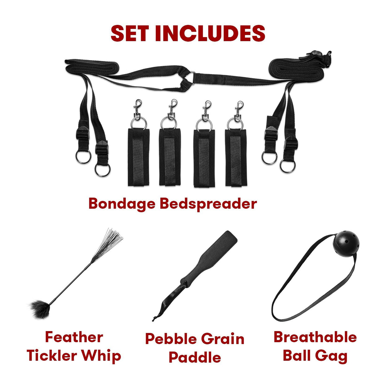 Lux Fetish Bondage-In-A-Box Everything You Need Bedspreader and Bed Restraint 20PC Set at glastoy.com