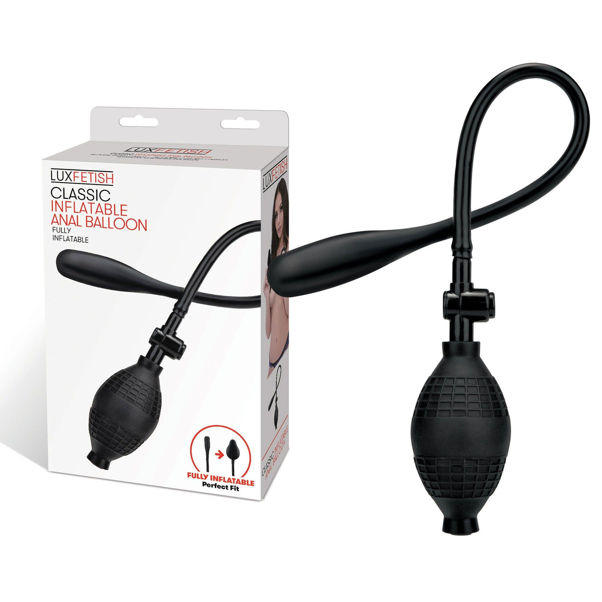 Packaging of Lux Fetish Classic Inflatable Anal Balloon at glastoy.com