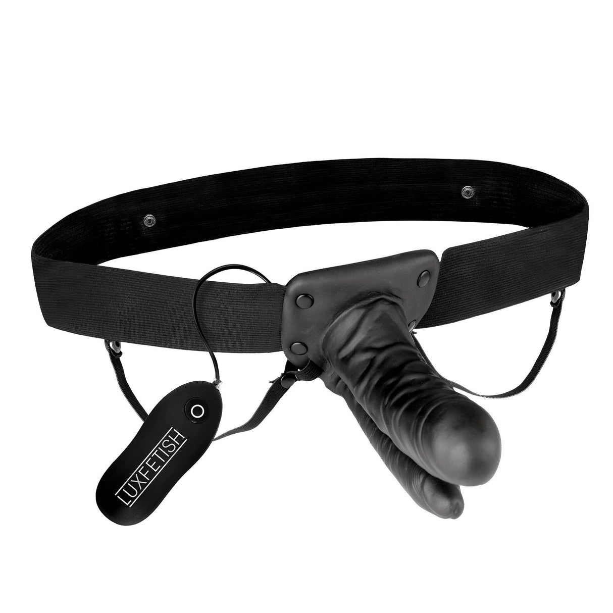 Lux Fetish Hollow Double Penetration Vibrating Strap-On Dildo at glastoy.com