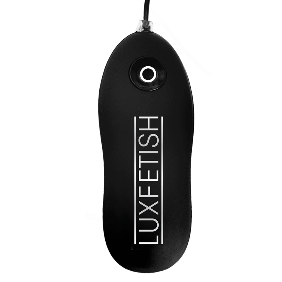 Packaging of Lux Fetish 4" Inflatable Vibrating Butt Plug With Suction Base at glastoy.com