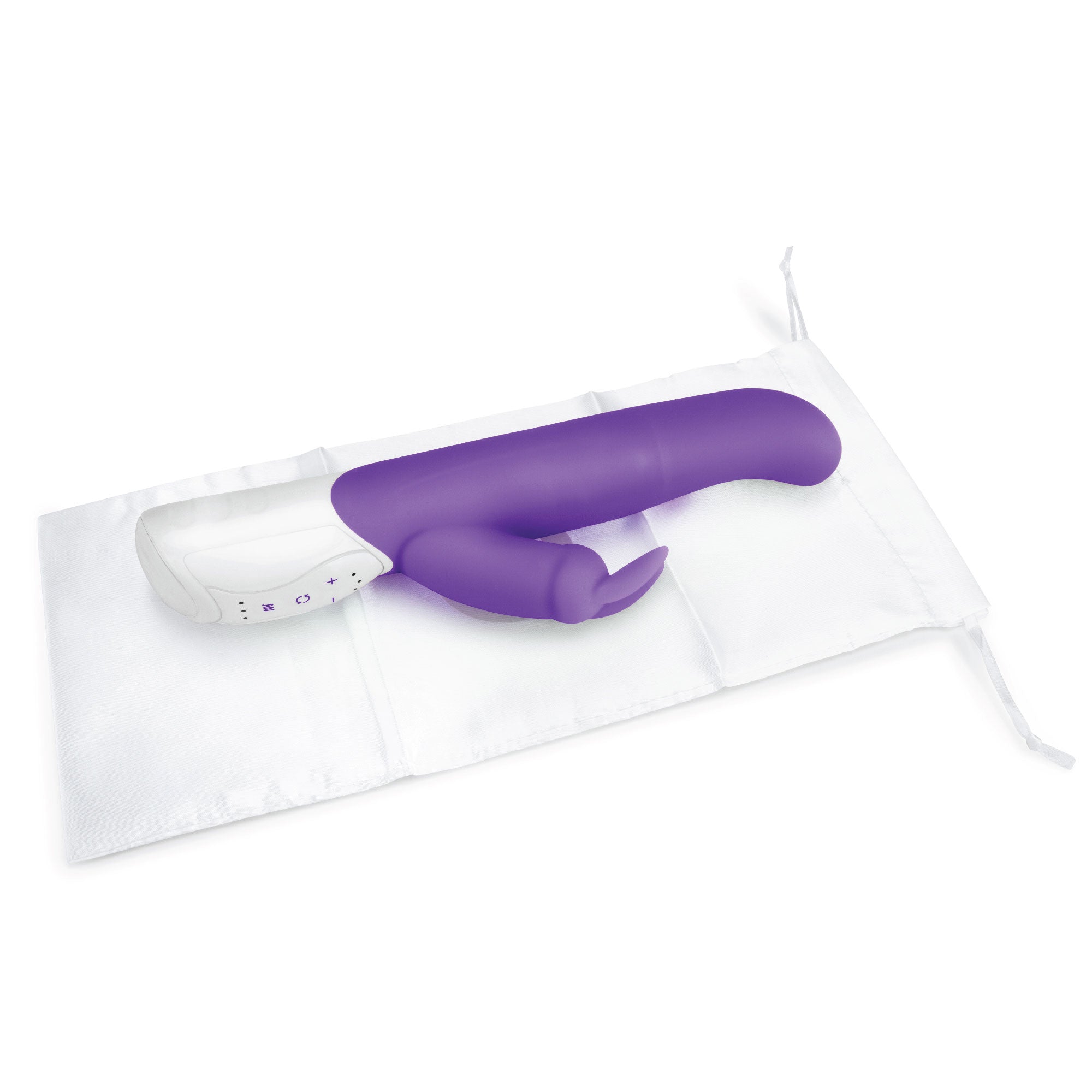 Rabbit Essentials G-Spot Rabbit Vibrator with Rotating Shaft in Purple with Storage Pouch at glastoy.com