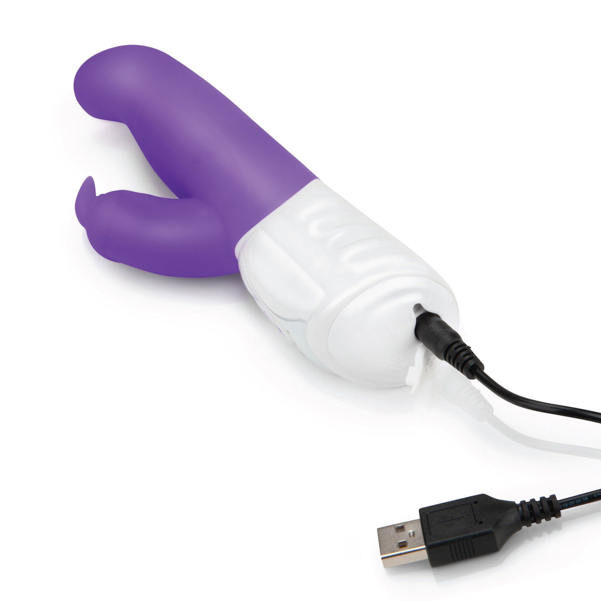 Rabbit Essentials G-Spot Rabbit Vibrator with Rotating Shaft in Purple with Charging Cable at glastoy.com