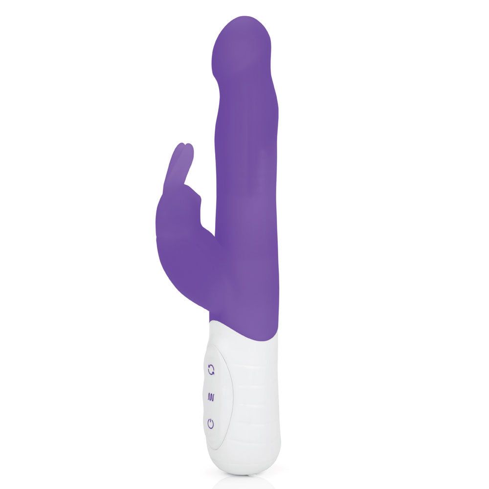 Rabbit Essentials Slim Shaft Rabbit Vibrator with Rotating Beads in Purple at Glastoy.com