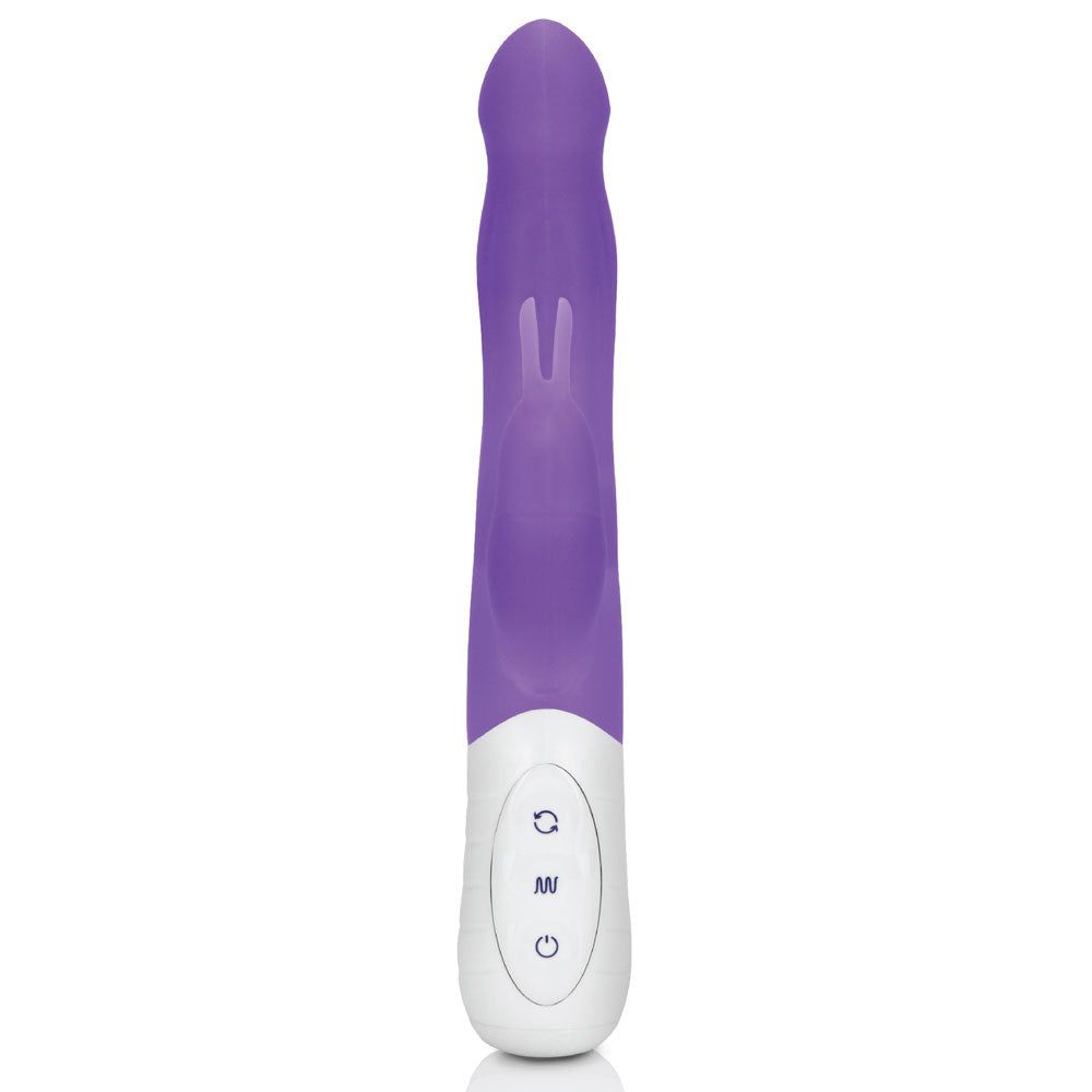 Rabbit Essentials Slim Shaft Rabbit Vibrator with Rotating Beads in Purple at Glastoy.com