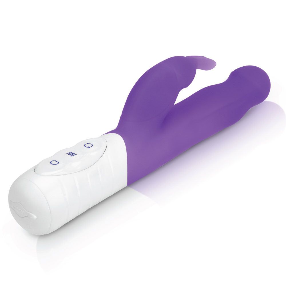 Rabbit Essentials Slim Shaft Rabbit Vibrator with Rotating Beads in Purple at Glastoy.com