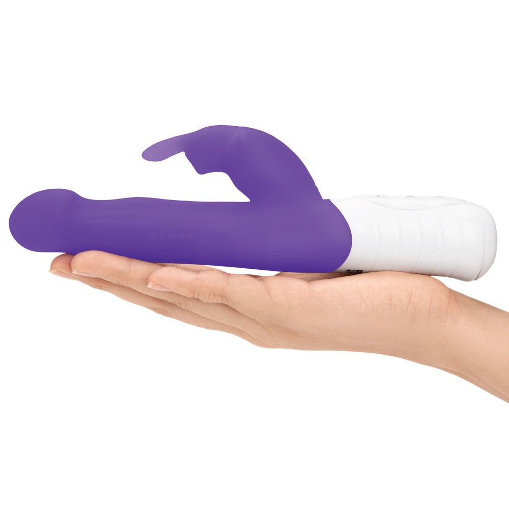 Rabbit Essentials Slim Shaft Rabbit Vibrator with Rotating Beads in Purple at Glastoy.com