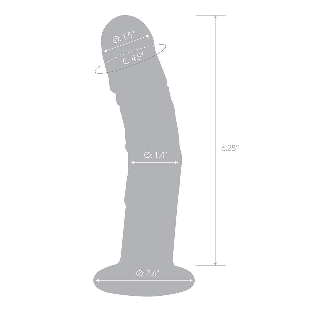 Specifications of Gläs 7 inch Curved Realistic Glass Dildo with Veins at glastoy.com