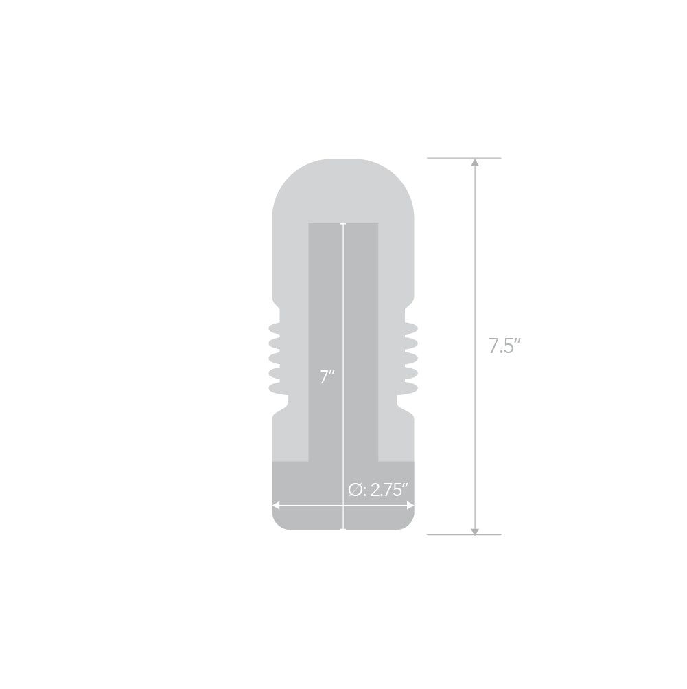 Size and measurements of the Luvdollz Realistic Male Masturbator Cup Super Tight Entry at glastoy.com