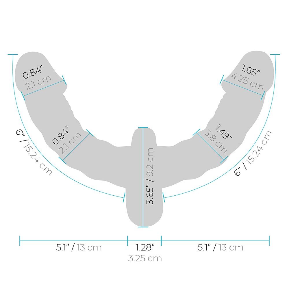 Size and measurements of the Lux Fetish Pleasure For 2 Double-Ended Strap-On in Purple Color