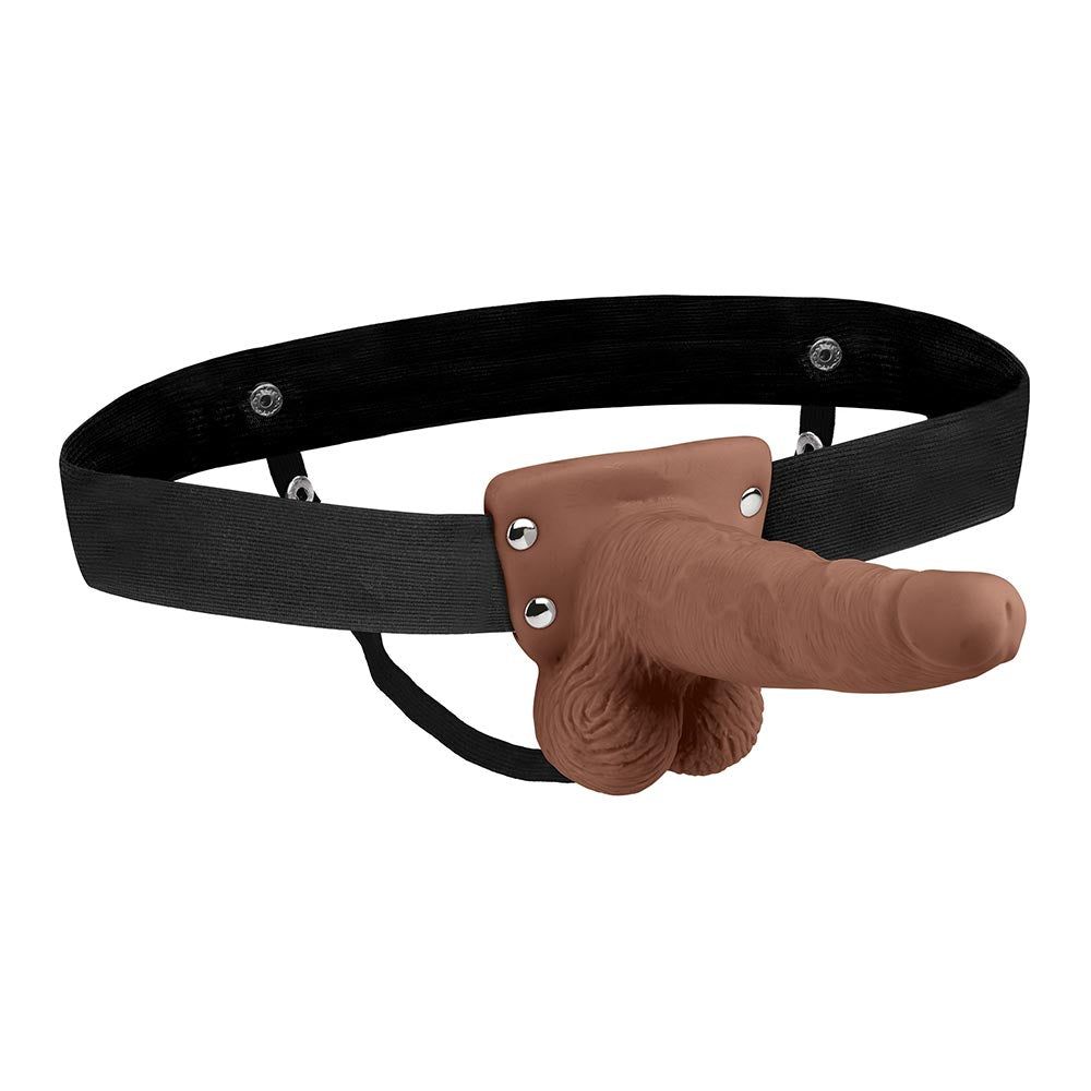 Shop the Lux Fetish 6 inches Rechargeable Strap-On With Balls in Brown color