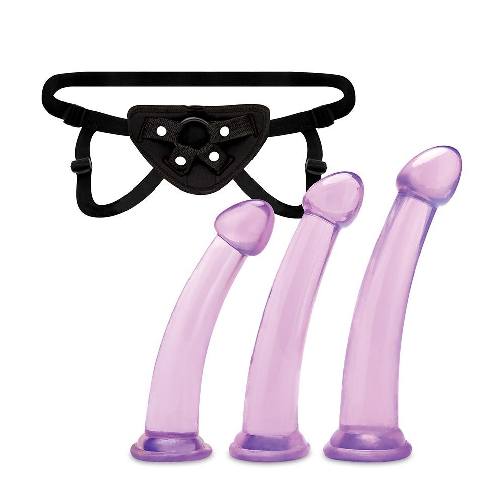 Shop the Lux Fetish Size Up 3-Piece Dildo And Harness Pegging Training Set
