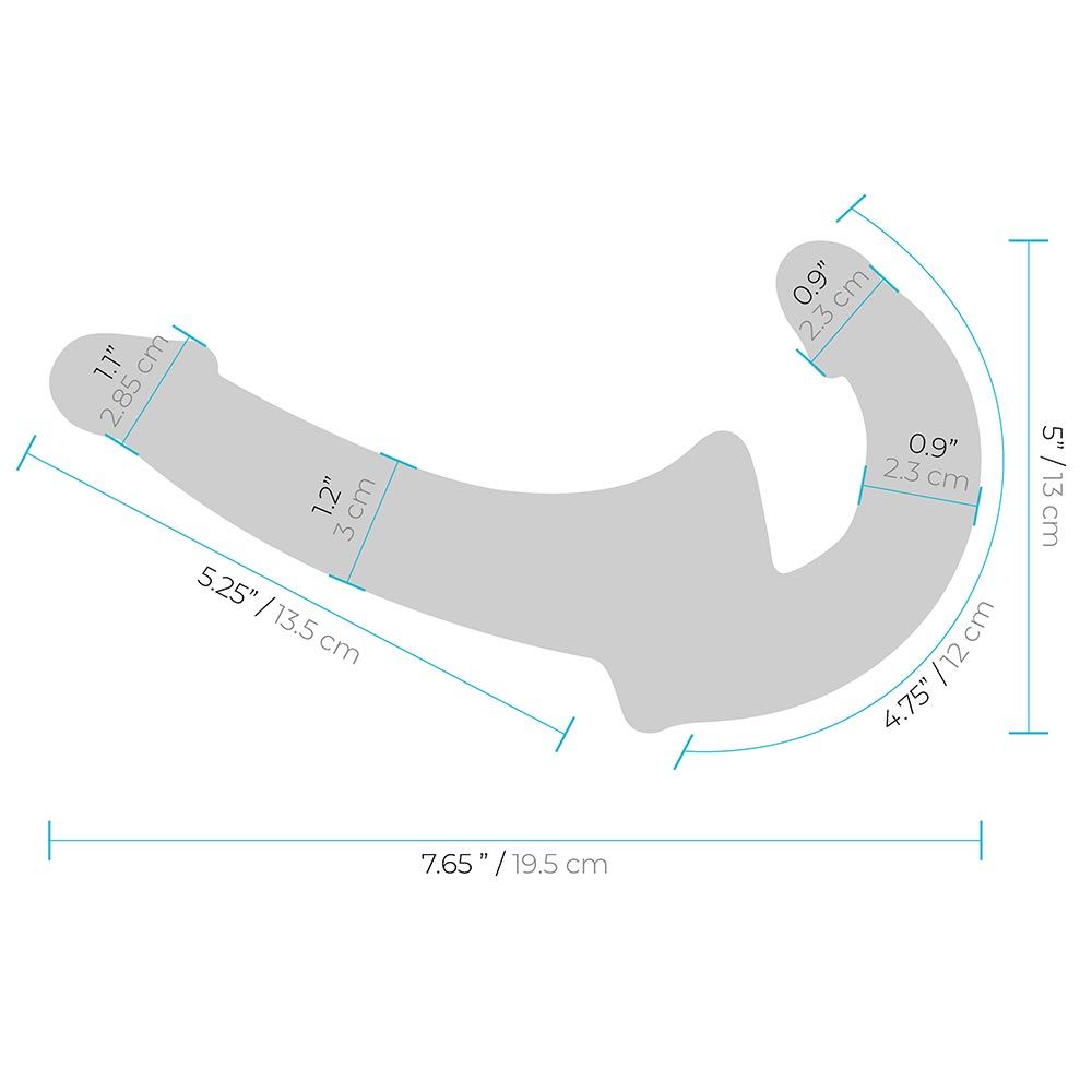 Size and measurements of the Lux Fetish Strapless Strap-On