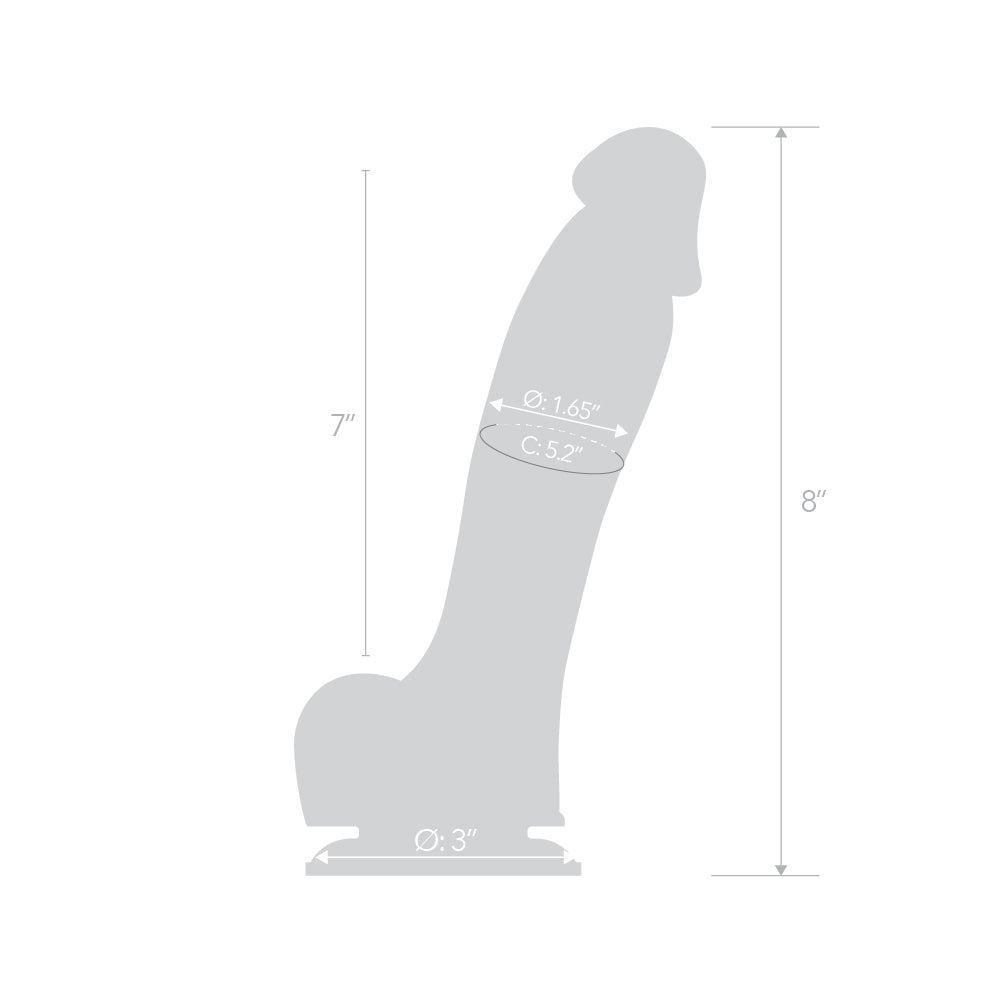 Size and measurements of the Pink Vibe Real Deal Realistic 8 Inch Silicone Dildo with Balls at glastoy.com