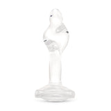 3.35" Sweet Twist Butt Plug - Medium Full upright clear borosilicate glass butt plug showcasing a corkscrew tip and sparkling gem base.
