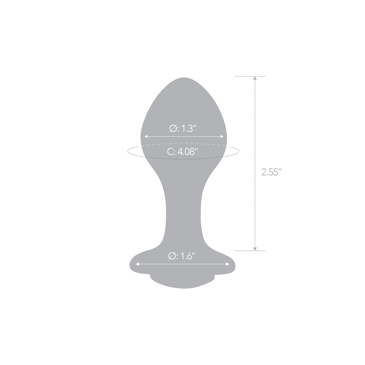 Scale Reference: Architectural silhouette of the 3.75" Eye Spy Plug displaying exact dimension measurements.
