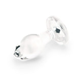 3" Rear Sparkle Butt Plug - Small
 Side view showing the teardrop tip, slender retaining neck, and wide safety base.