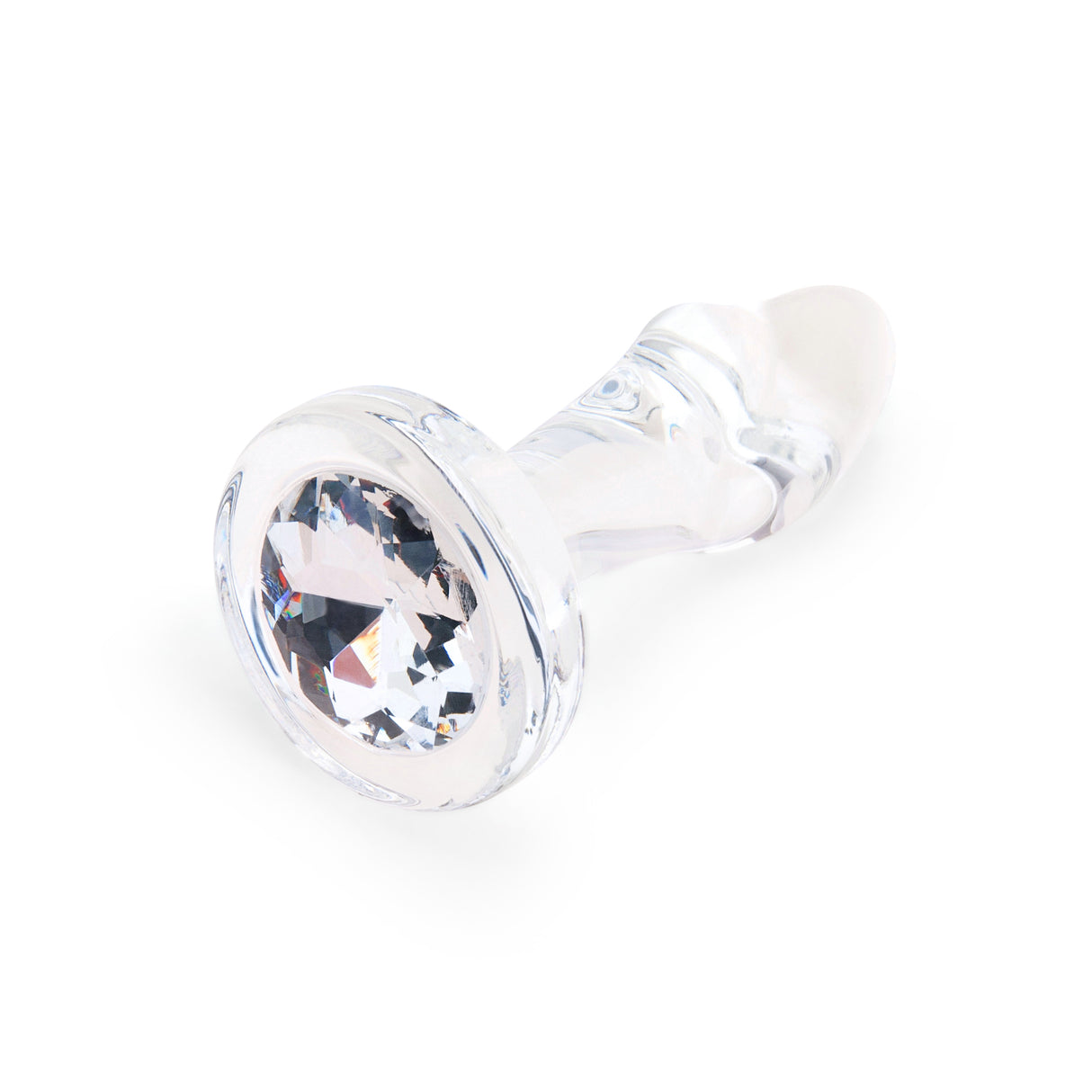 3" Sweet Twist Butt Plug - Small Profile Angle: Diagonal side profile highlighting the slim neck resting above the flat, flared bottom.