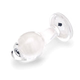 4" Rear Sparkle Butt Plug - Large
 Side view showing the teardrop tip, slender retaining neck, and wide safety base.