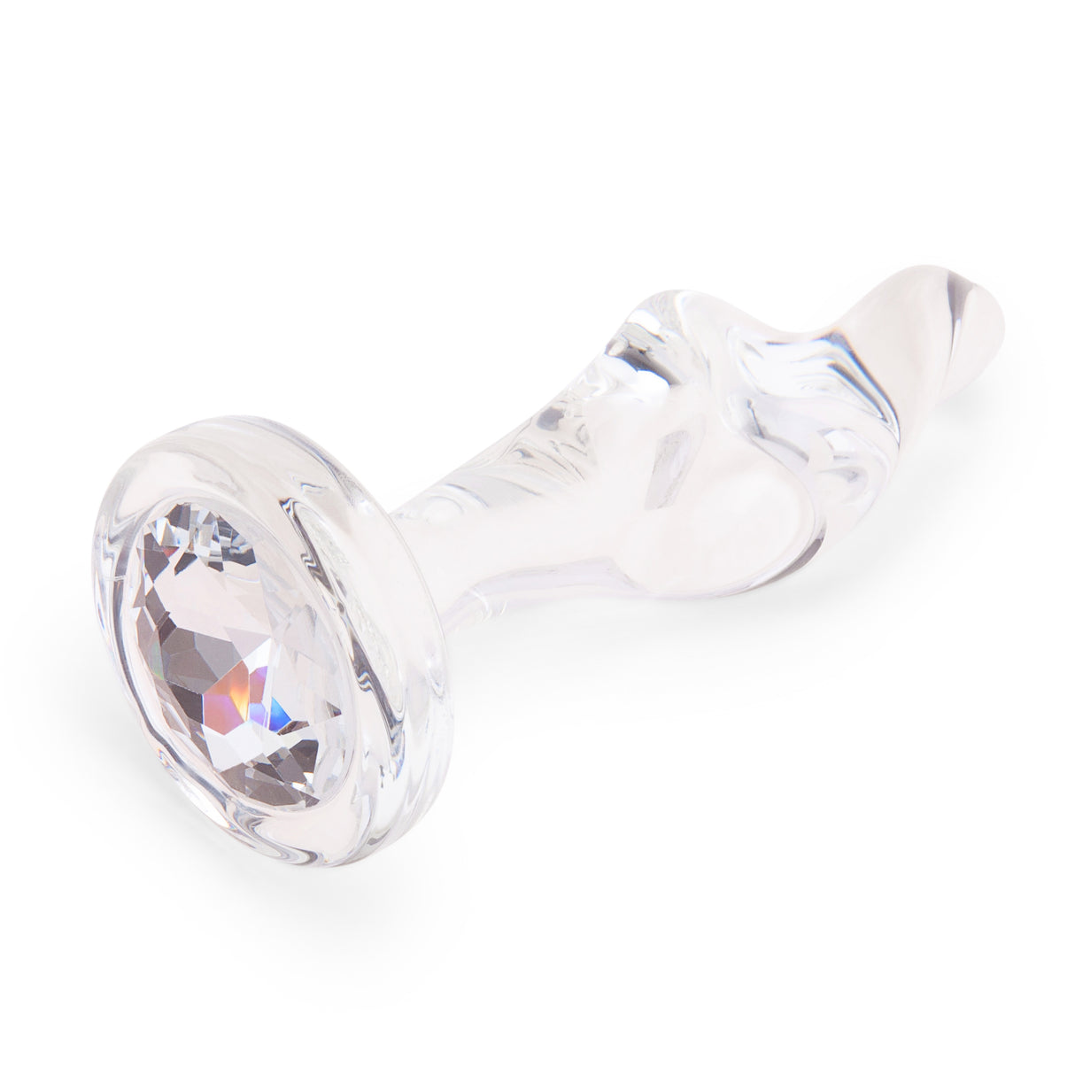 4" Sweet Twist Butt Plug - Large Profile Angle: Diagonal side profile highlighting the slim neck resting above the flat, flared bottom.

