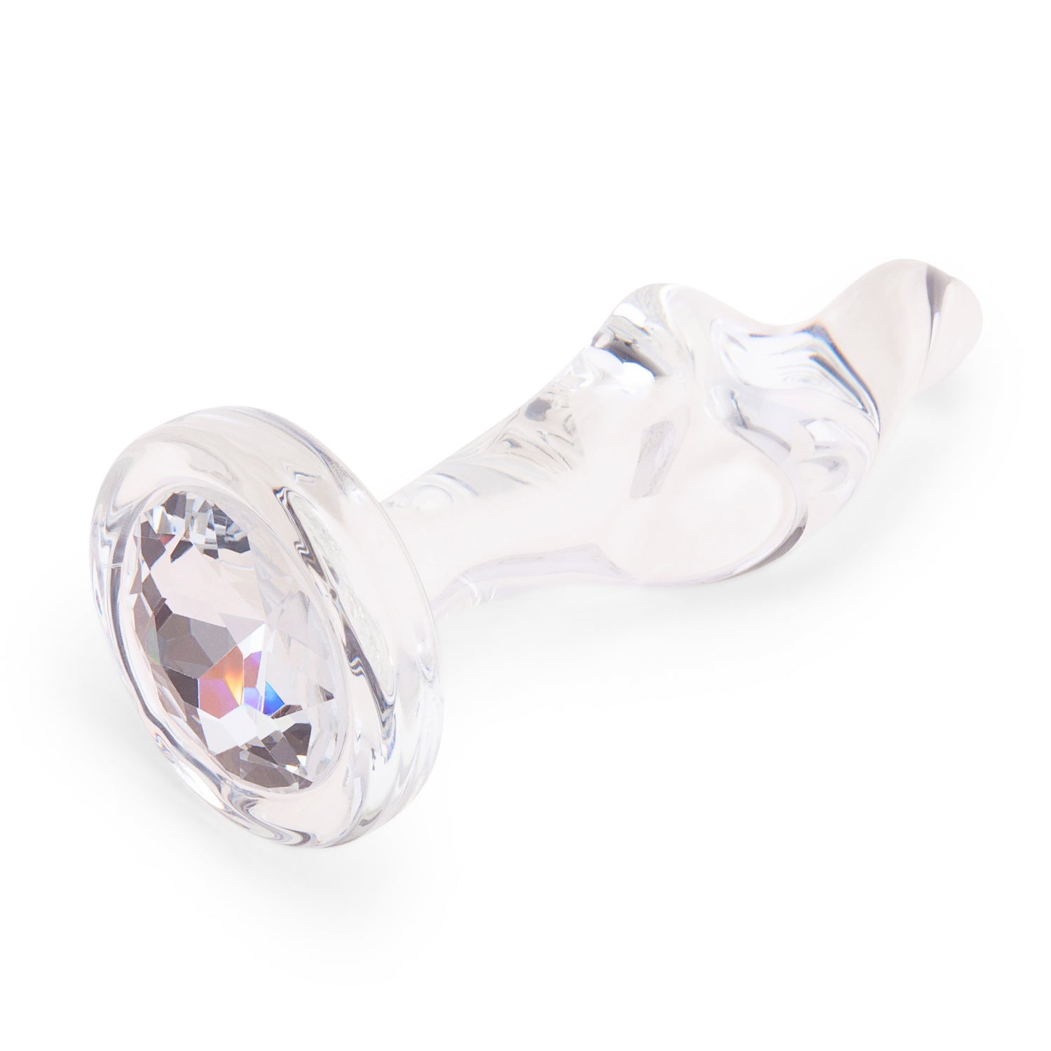 4" Sweet Twist Butt Plug - Large Profile Angle: Diagonal side profile highlighting the slim neck resting above the flat, flared bottom.

