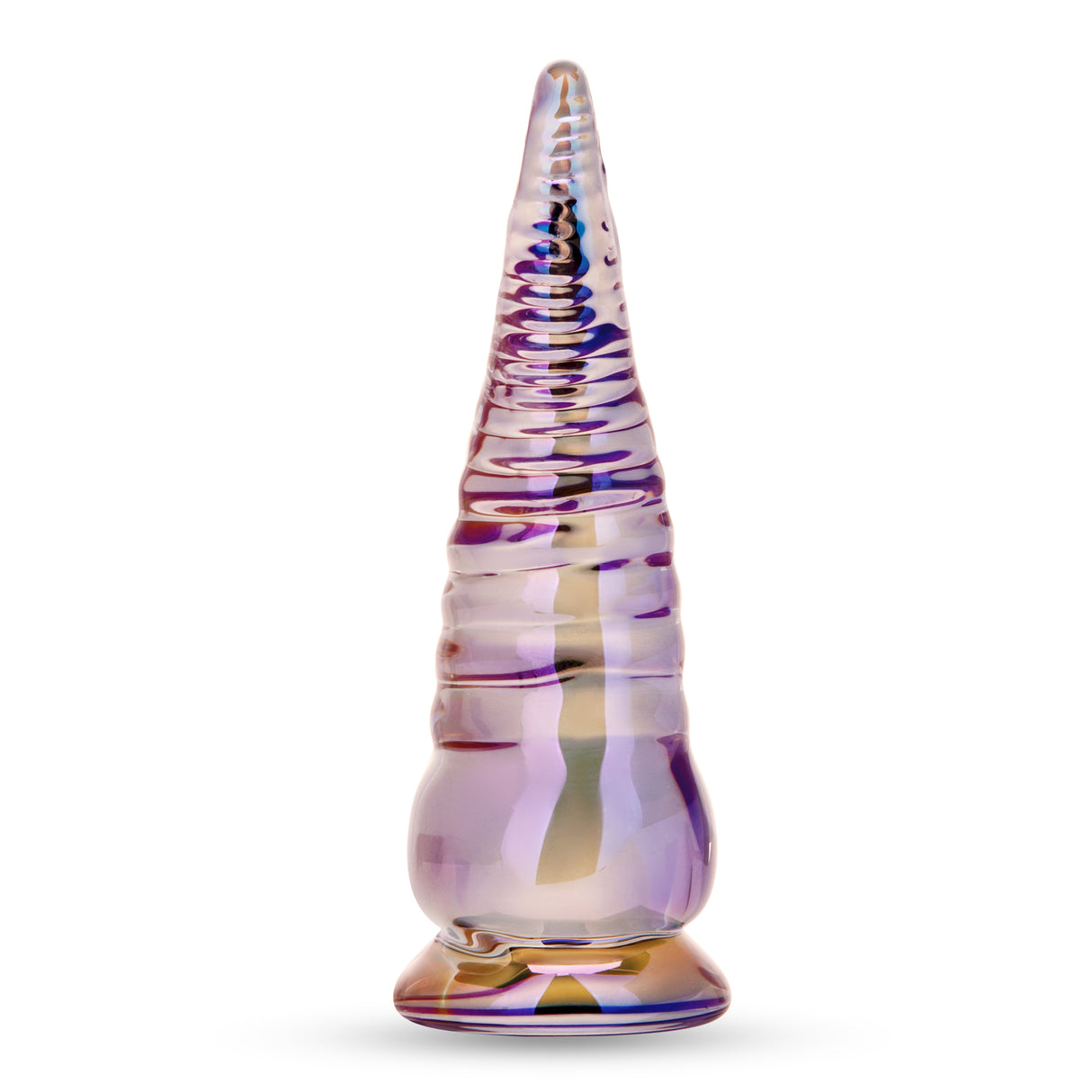 6.0" Nauti Creature Back View: 6.0" Nauti Creature Dildo back view showing the complex, aquatic contours of the iridescent glass.
