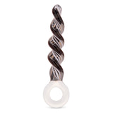 7.5" Zebra Spiral Probe Main View: Full upright black and white Zebra Spiral Probe showcasing its twisted shaft and circular base.
