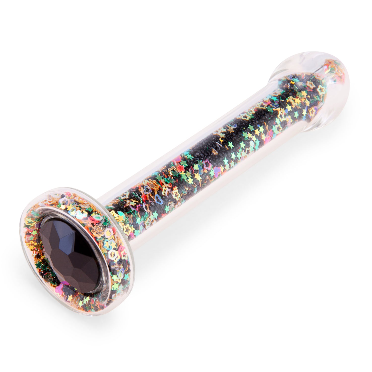 Detail View: Close-up of  flush exterior revealing the internal sparkling crystals.

