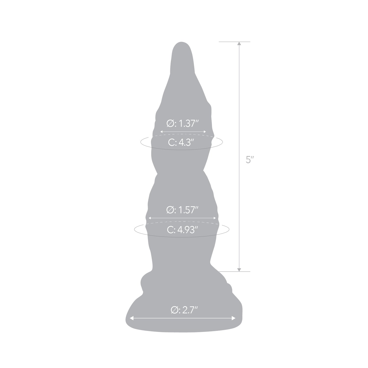 Scale Reference: Architectural silhouette of the 6.25" Chaos Horn Dildo displaying exact dimension measurements.