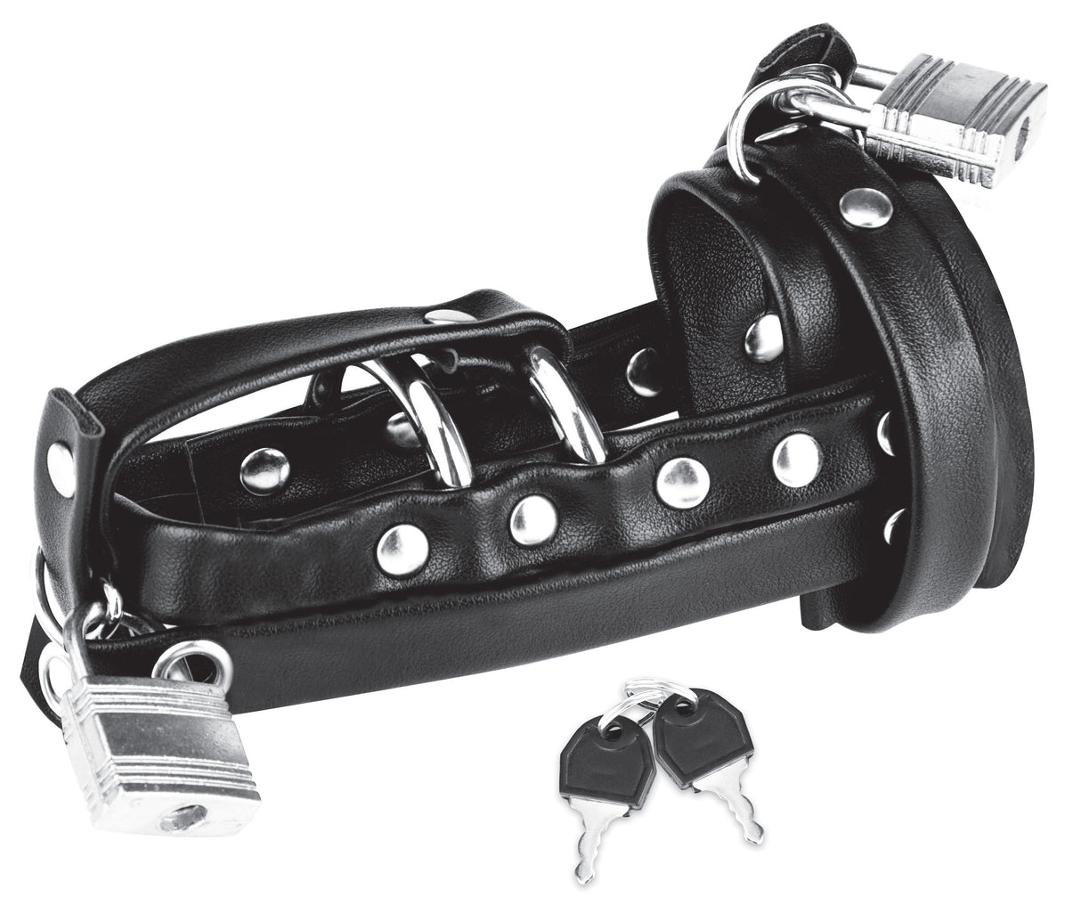 Gimp Cock Locking Chastity Sheath with Double Metal Cock Ring