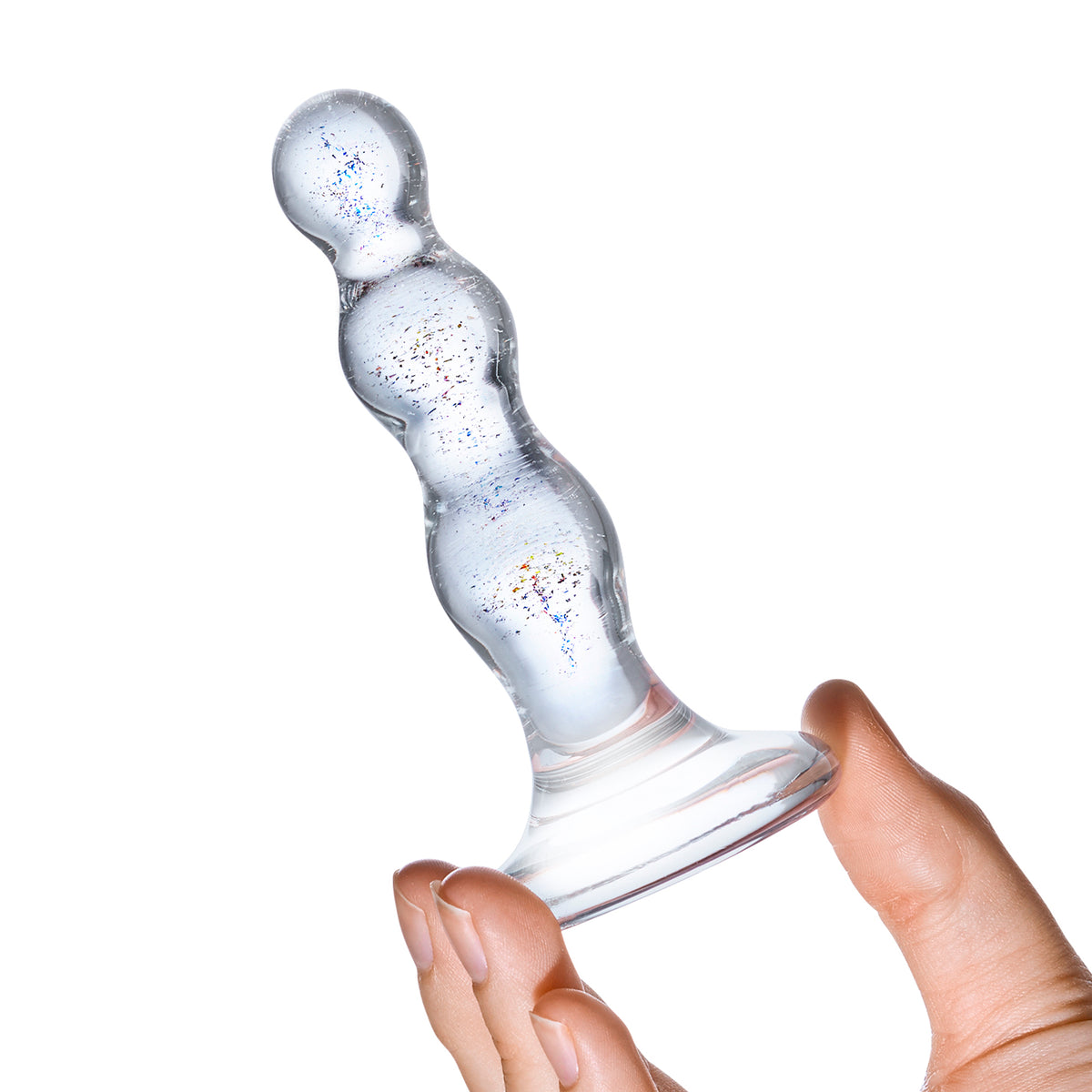 3.25" Triple Play Beaded Glass Butt Plug