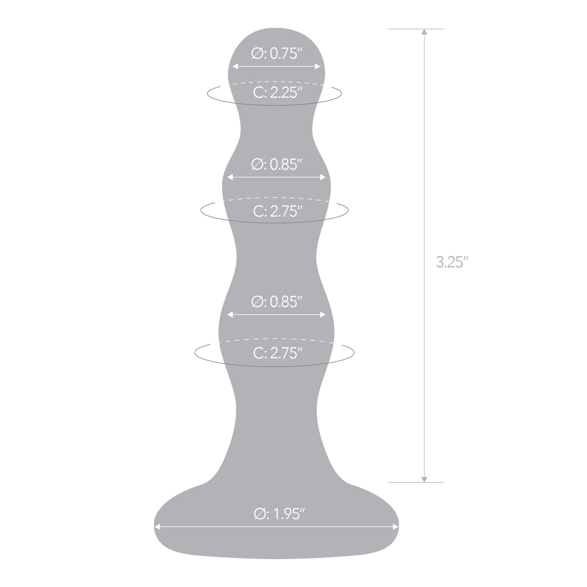 3.25" Triple Play Beaded Glass Butt Plug