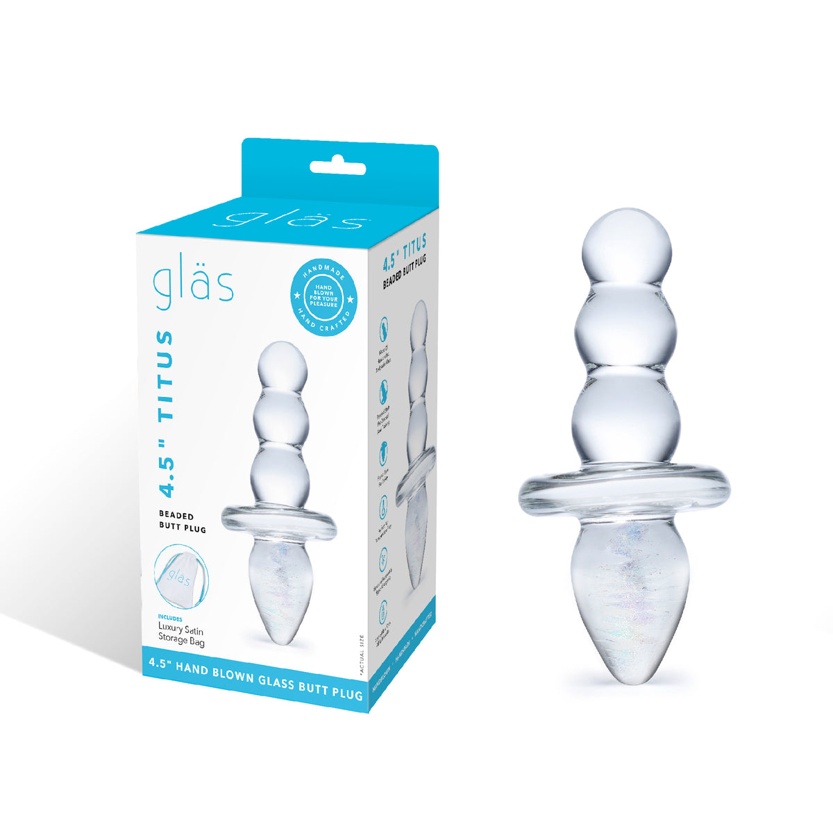 2.25" Titus Beaded Glass Anal Plug