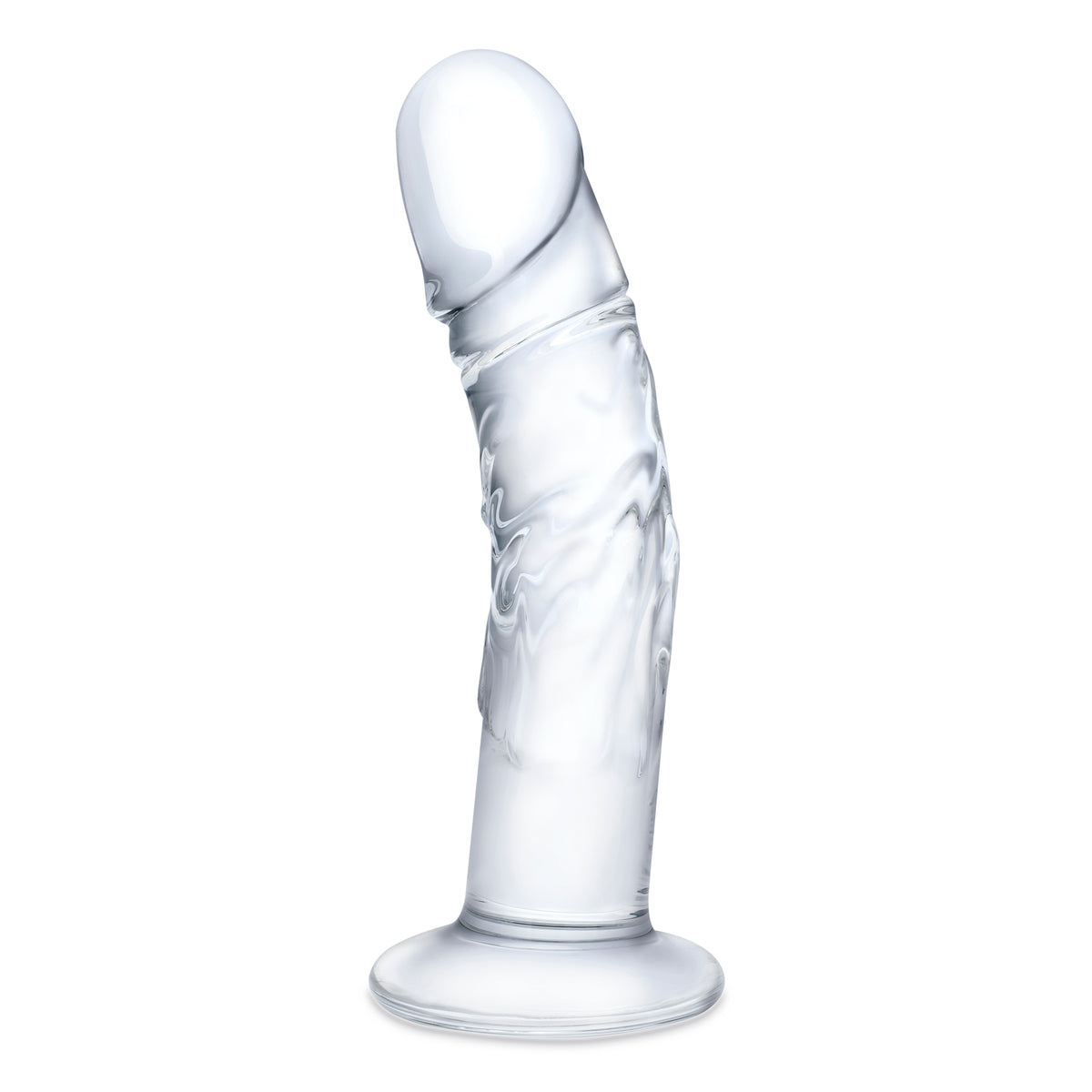 7" Curved Realistic Glass Dildo with Veins