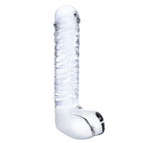 8" Realistic Ribbed G-Spot Glass Dildo