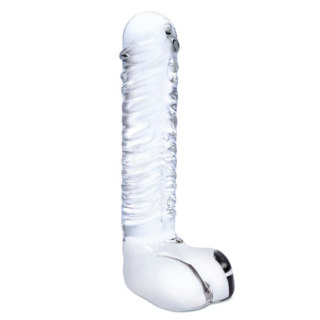 8" Realistic Ribbed G-Spot Glass Dildo