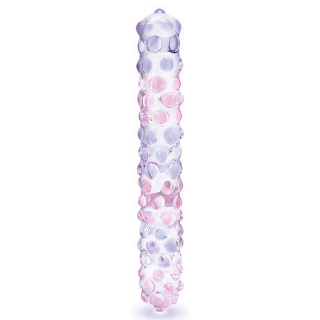9" Purple Rose Nubbed Glass Dildo