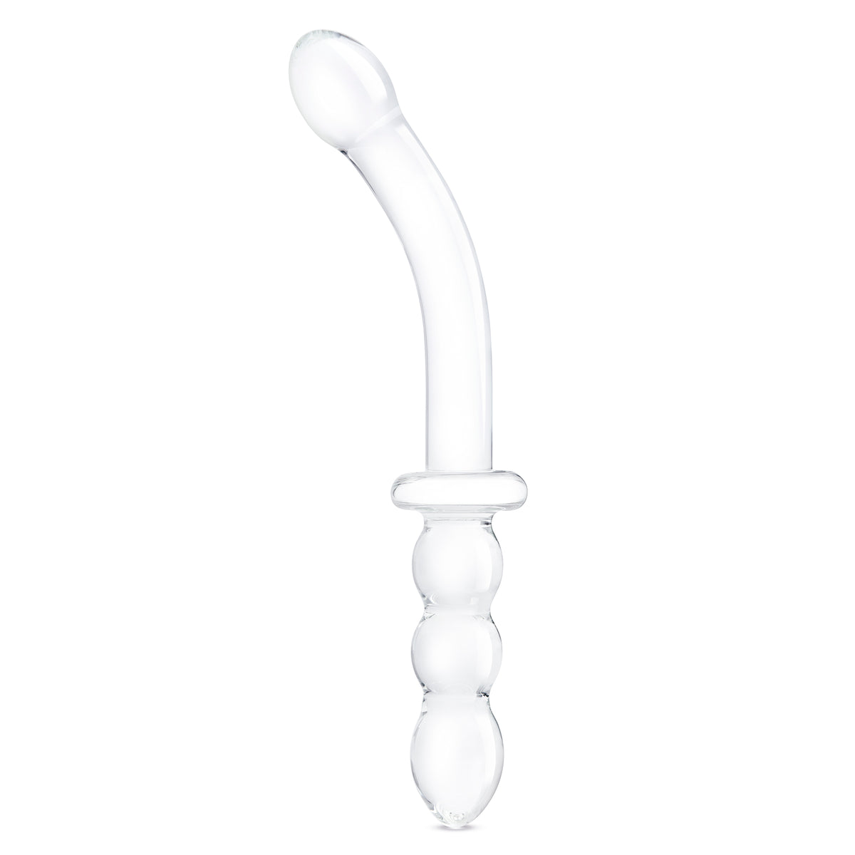 12" Double Ended Glass Dildo With Glass Anal Beads